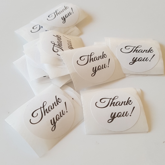 25 pcs Black & White Thank You Stickers 1" inch - Picture 4 of 9
